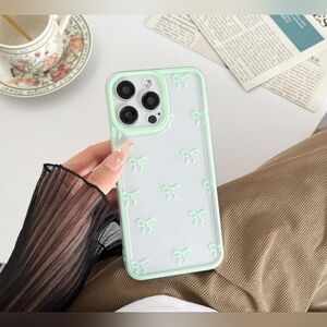 2 For $35 NEW! Mint Green Bow Pattern Phone Case For iPhone 13 Pro Max
